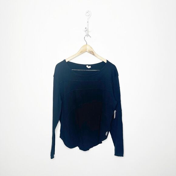 Free People Tops - FREE PEOPLE MOVEMENT Sun Downer Top black ribbed long sleeve womens L NWT